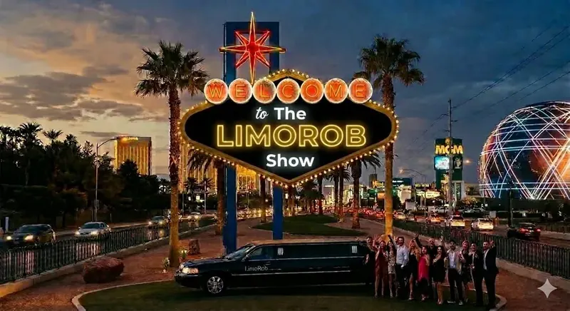 LimoRob in front of his limo on the Las Vegas Strip